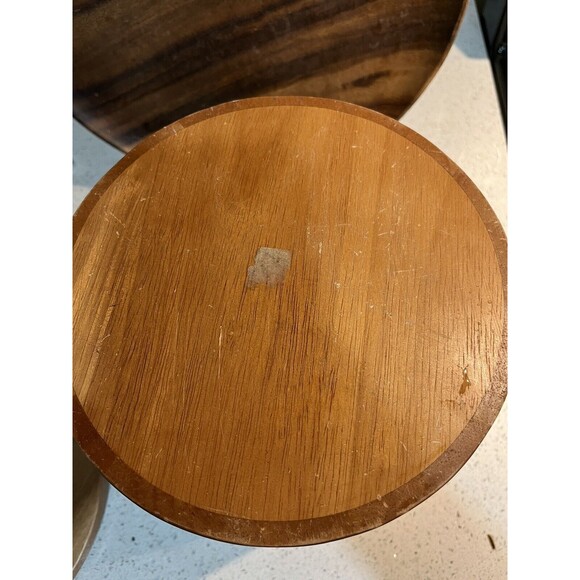 Vintage MCM Wooden Ice Bucket EUC Carved Handles Golden Insert UnSigned 50s - Picture 6 of 8